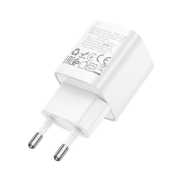 Мережевий зарядний пристрій HOCO C146A Charm single port PD20W charger (EU) White 6942007630245 фото