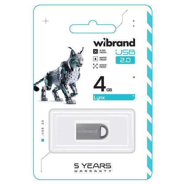 Флеш-накопичувач Wibrand USB 2.0 Lynx 4Gb Silver WI2.0/LY4M2S фото
