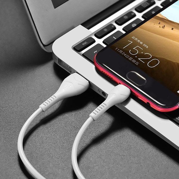 Кабель HOCO X37 USB to Micro 2.4A, 1m, PVC, PVC connectors, White 6931474710505 фото