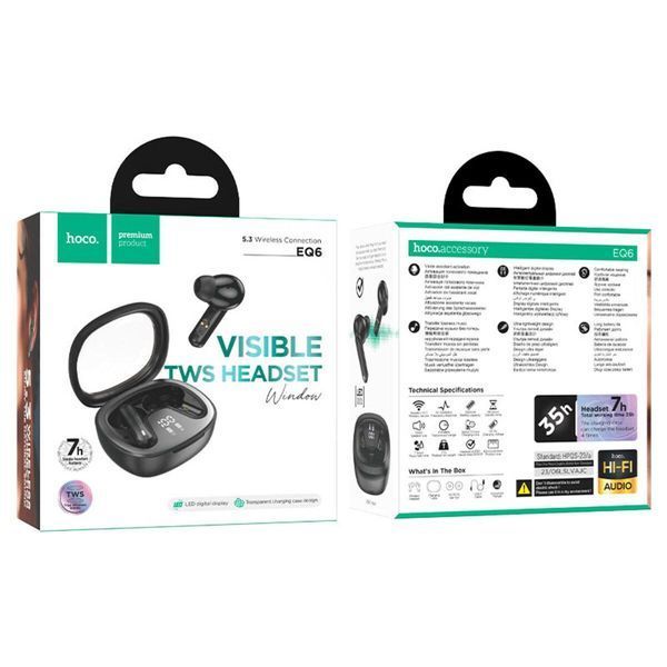 Бездротові навушники HOCO EQ6 Shadow true wireless BT headset Black 656-01621 фото