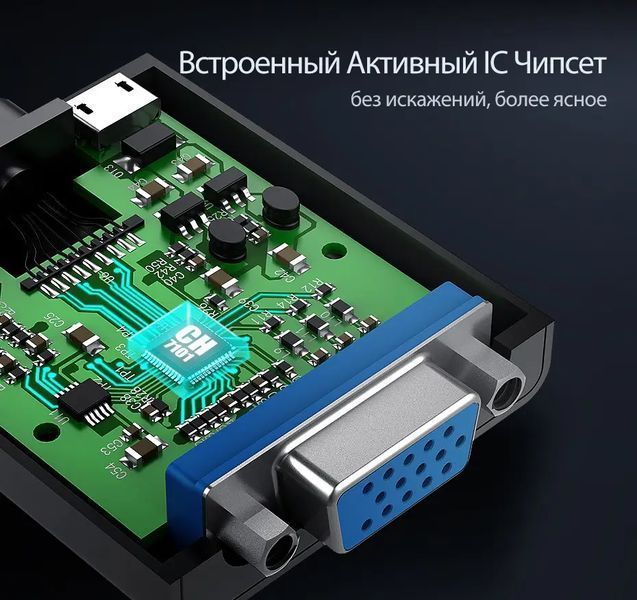 Адаптер UGREEN MM103 HDMI to VGA Converter 25cm (Black) (UGR-40248) UGR-40248 фото
