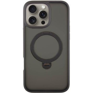 Чехол TPU+PC Metal Buttons with MagSafe Colorful HQ Ring для iPhone 16 Pro (6.3") Black 555-00624 фото