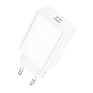 Мережевий зарядний пристрій BOROFONE BA21A Pro Long journey single port PD20W charger White 6941991111402 фото