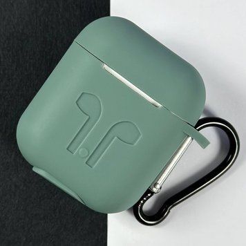 Силиконовый чехол с карабином для наушников AirPods 2 Pine Green 203-00443 фото