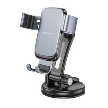 Тримач для мобільного BOROFONE BH95 Warrior gravity car holder(center console) Black Metal Gray 656-00468 фото