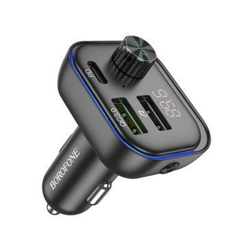 Автомобильное зарядное устройство с FM-модулятором BOROFONE BC54 Acertar PD30W+QC3.0 car BT FM transmitter 18W Black 656-00578 фото