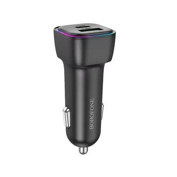 Автомобильное зарядное устройство BOROFONE BZ28A Trophie PD30W+QC3.0 car charger Black 6941991110818 фото