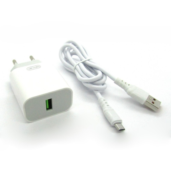 Зарядное устройство Denmen DC07V QC3.0 18W + кабель Micro USB 1 м Белый 209-00110 фото