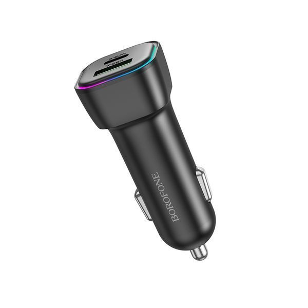 Автомобильное зарядное устройство BOROFONE BZ28A Trophie PD30W+QC3.0 car charger Black 6941991110818 фото