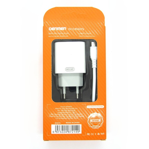 Зарядное устройство Denmen DC07V QC3.0 18W + кабель Micro USB 1 м Белый 209-00110 фото