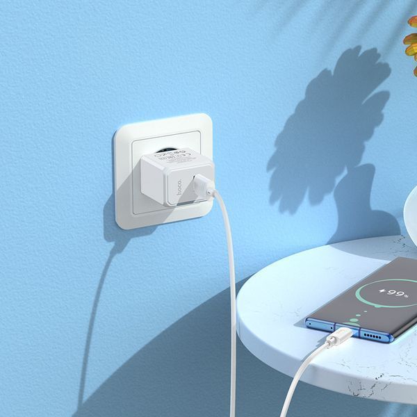 Сетевое зарядное устройство с кабелем HOCO CS11A Ocean single port charger set(Type-C) White 6942007603614 фото