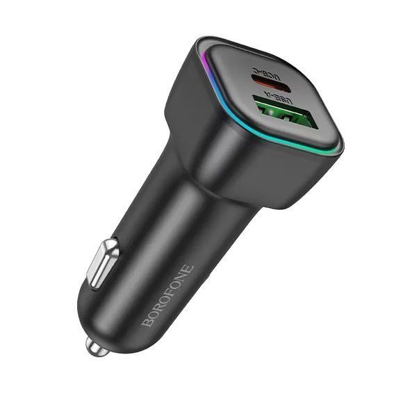 Автомобильное зарядное устройство BOROFONE BZ28A Trophie PD30W+QC3.0 car charger Black 6941991110818 фото