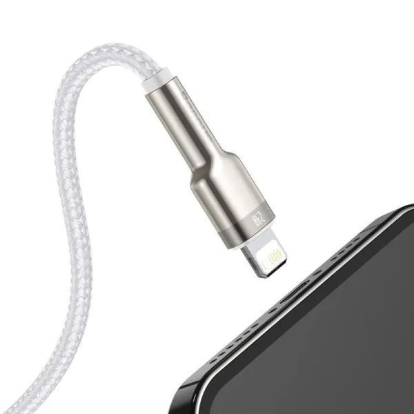 Кабель Baseus Cafule Series Metal Data Cable USB to IP 2.4A 1m White CALJK-A02 фото
