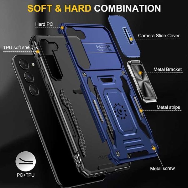 Ударостійкий чохол Camshield Army Ring для Samsung Galaxy S21+ Navy Blue 777-05058 фото