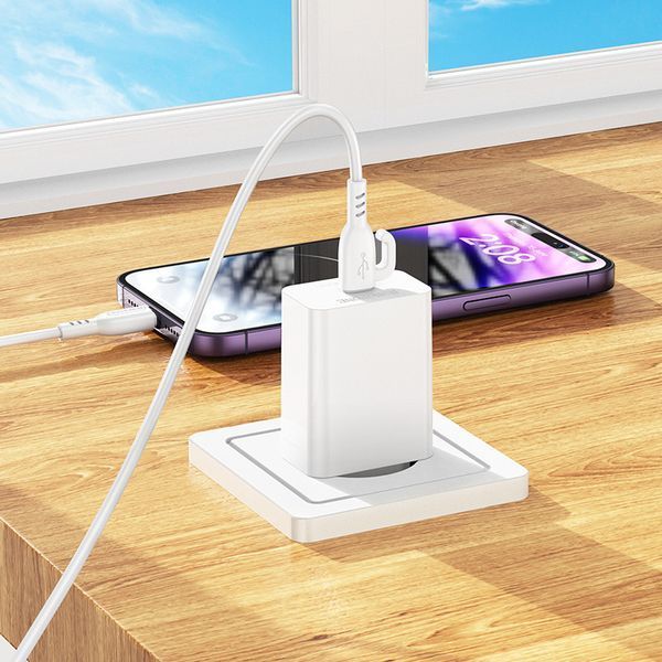 Сетевое зарядное устройство BOROFONE BA21A Pro Long journey single port PD20W charger White 6941991111402 фото