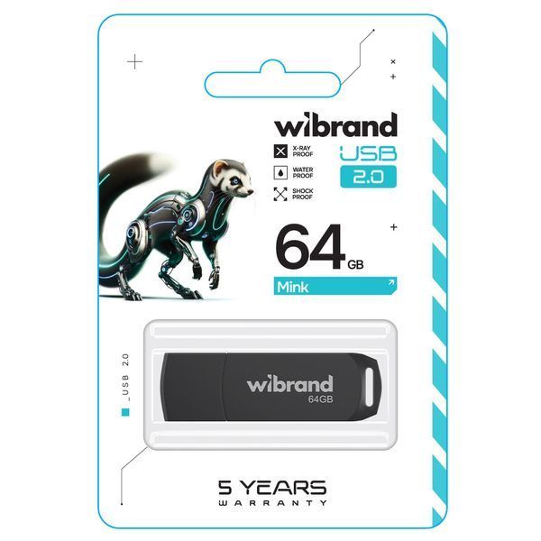 Флеш-накопитель Wibrand USB 2.0 Mink 64Gb Black WI2.0/MI64P4B фото