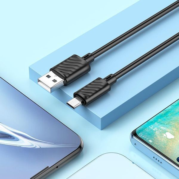 Кабель HOCO X88 Gratified charging data cable for Micro Black 6931474783325 фото