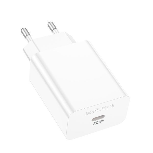 Сетевое зарядное устройство BOROFONE BA21A Pro Long journey single port PD20W charger White 6941991111402 фото