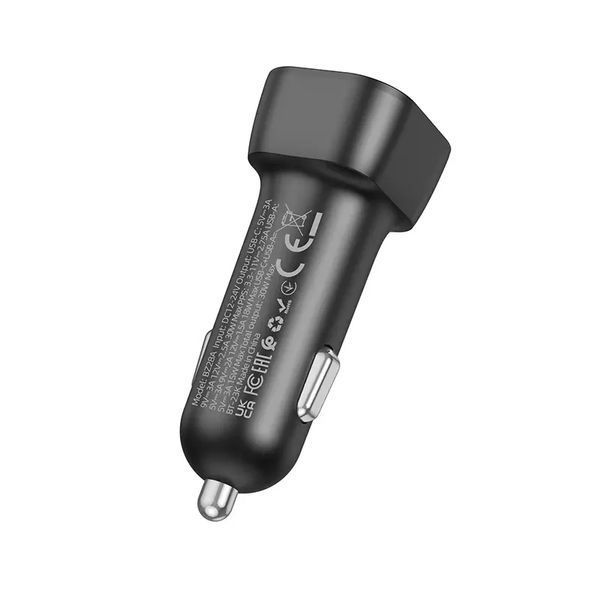 Автомобильное зарядное устройство BOROFONE BZ28A Trophie PD30W+QC3.0 car charger Black 6941991110818 фото