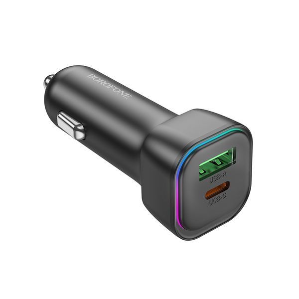 Автомобильное зарядное устройство BOROFONE BZ28A Trophie PD30W+QC3.0 car charger Black 6941991110818 фото