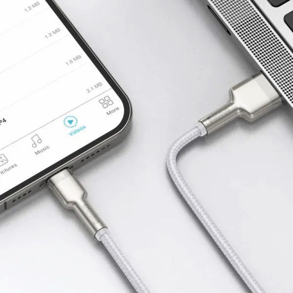 Кабель Baseus Cafule Series Metal Data Cable USB to IP 2.4A 1m White CALJK-A02 фото