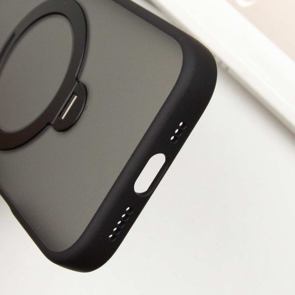 Чохол TPU+PC Metal Buttons with MagSafe Colorful HQ Ring для iPhone 16 Pro (6.3") Black 555-00624 фото