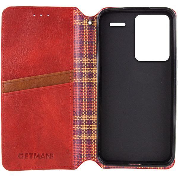 Шкіряний чохол-книжка GETMAN Cubic для Xiaomi Redmi Note 13 Pro+ Червоний 555-01743 фото