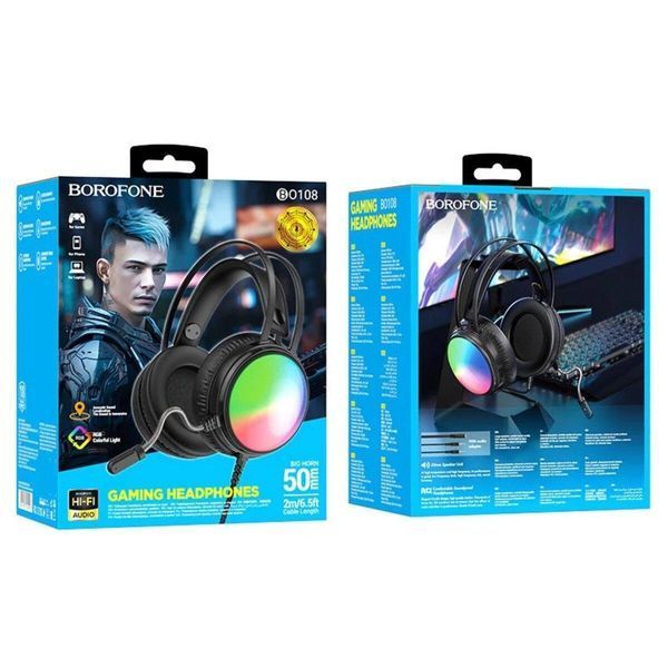 Наушники BOROFONE BO108 Flame gaming headphones Black 656-01007 фото