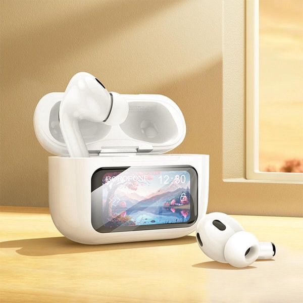 Бездротові навушники BOROFONE BW76 Brocade true wireless ANC noise reduction touch screen BT headset Champagne White 656-03837 фото
