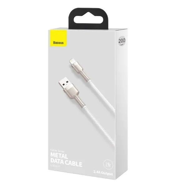 Кабель Baseus Cafule Series Metal Data Cable USB to IP 2.4A 1m White CALJK-A02 фото