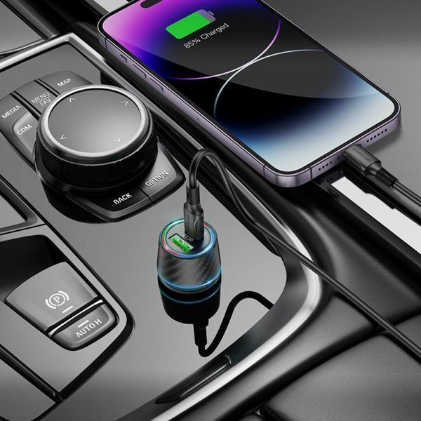 Автомобильное зарядное устройство BOROFONE BZ21 Brilliant 48W dual port PD30W+QC3.0 car charger set(C to iP) 656-00305 фото
