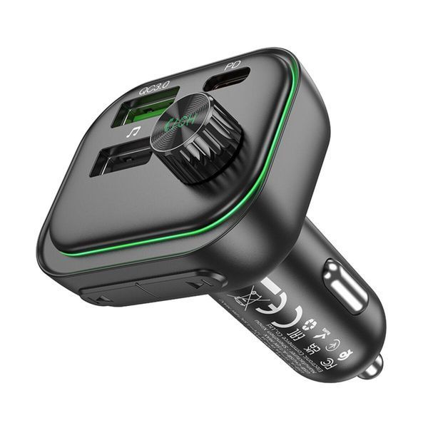 Автомобільний зарядний пристрій з FM-модулятором BOROFONE BC54 Acertar PD30W+QC3.0 car BT FM transmitter 18W Black 656-00578 фото