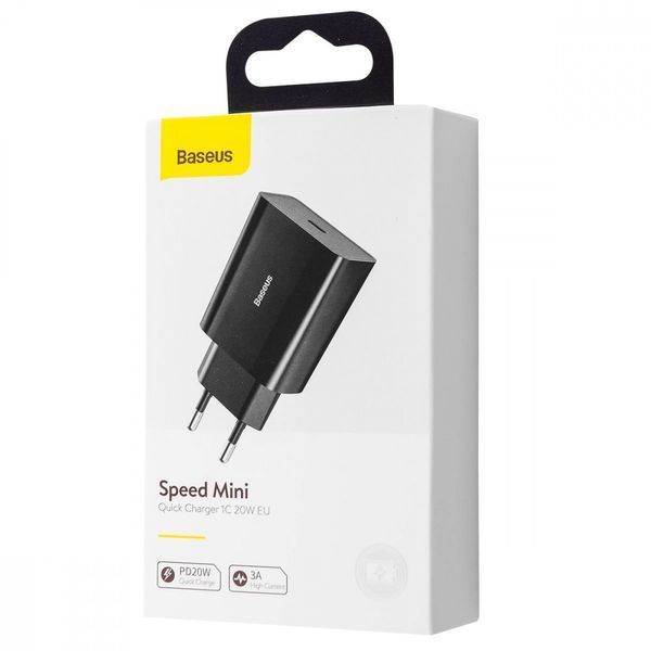 МЗП Baseus Speed Mini PD Charger 20W (1 Type-C) Black CCFS-SN01 фото
