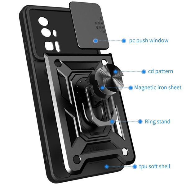 Ударопрочный чехол Camshield Serge Ring для Xiaomi Poco F5 Pro / Redmi K60 / K60 Pro Black 777-04476 фото