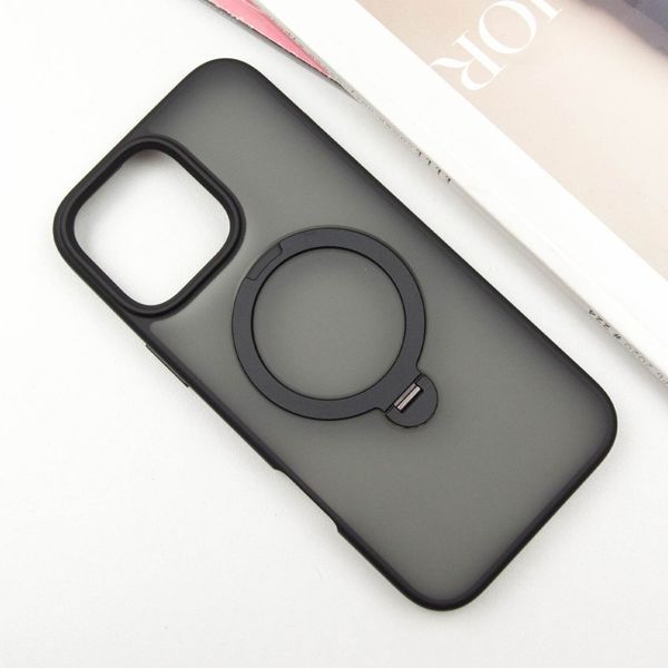 Чохол TPU+PC Metal Buttons with MagSafe Colorful HQ Ring для iPhone 16 Pro (6.3") Black 555-00624 фото