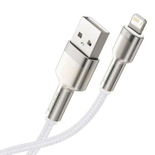 Кабель Baseus Cafule Series Metal Data Cable USB to IP 2.4A 1m White CALJK-A02 фото