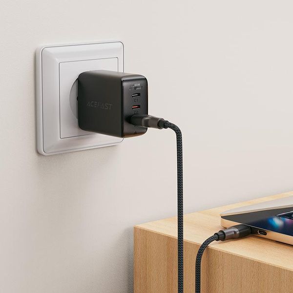 Кабель ACEFAST C10-04 USB to Type-C 3A, 1.2m, silicone, zinc connectors, Black 6974316283126 фото