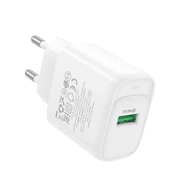 Мережевий зарядний пристрій HOCO C140A Smart single port QC3.0 charger (EU) White 6942007627795 фото