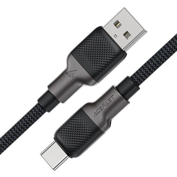 Кабель ACEFAST C10-04 USB to Type-C 3A, 1.2m, silicone, zinc connectors, Black 6974316283126 фото