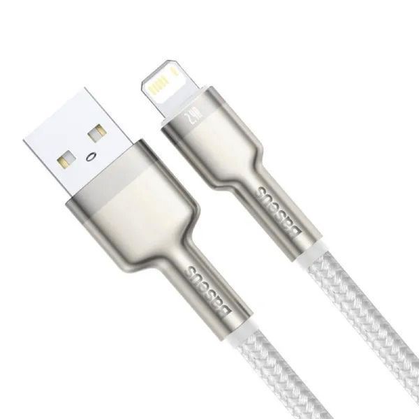Кабель Baseus Cafule Series Metal Data Cable USB to IP 2.4A 1m White CALJK-A02 фото