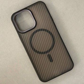 Чехол Wavy Pattern Matte Corrugated Camera Magnetic для iPhone 16 Black 214-02474 фото