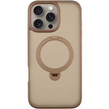 Чехол TPU+PC Metal Buttons with MagSafe Colorful HQ Ring для iPhone 16 Pro (6.3") Rose Gold 555-00625 фото