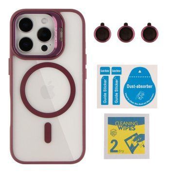 Чохол TPU+PC+Metal Stand Case with MagSafe and Camera Lenses для iPhone 16 Pro Max Plum 214-03749 фото