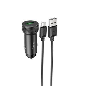 Автомобильное зарядное устройство HOCO Z49A Level single port QC3.0 18W (Type-C) Black 656-00362 фото