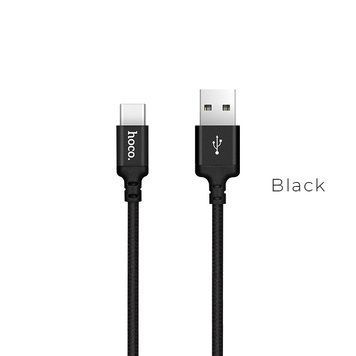 Кабель HOCO X14 USB to Type-C 3A, 1m, nylon, aluminum connectors, Black 6957531062868 фото