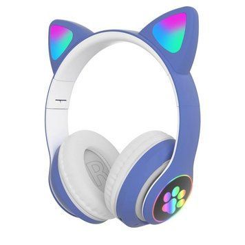 Дитячі бездротові навушники з котячими вушками STN-28 Cat Ear Сині 202-00377 фото