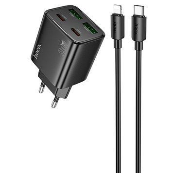 МЗП Hoco N55 Fundador PD20W+QC3.0 (2USB-A/2C) + кабель Type-C to Lightning Black ILSO-00000074138-1 фото
