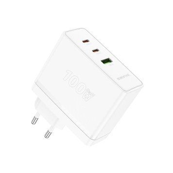 Мережевий зарядний пристрій BOROFONE BN11 Imperial PD100W three-port(2C1A) charger White 656-01340 фото
