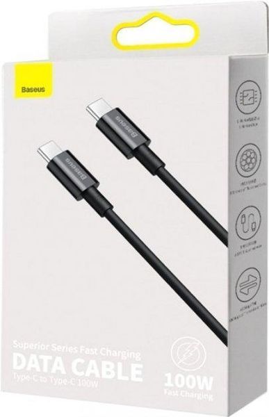 Кабель Baseus Superior Series Fast Charging Data Cable Type-C to Type-C 100W 2m Black CATYS-C01 фото