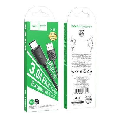 Кабель HOCO X88 Gratified charging data cable for Type-C Black 6931474783349 фото